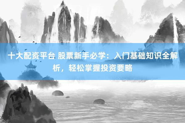 十大配资平台 股票新手必学：入门基础知识全解析，轻松掌握投资要略