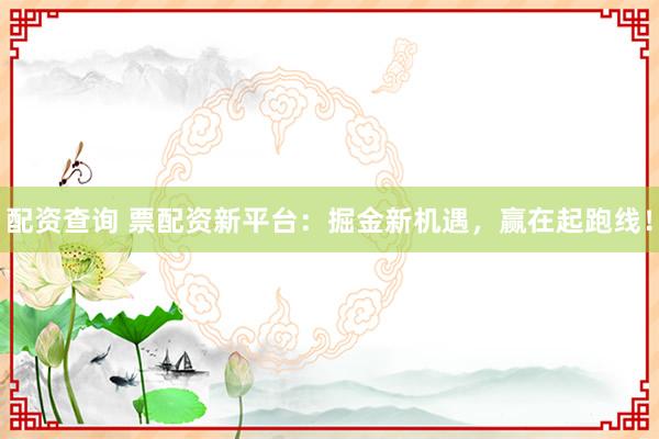 配资查询 票配资新平台：掘金新机遇，赢在起跑线！
