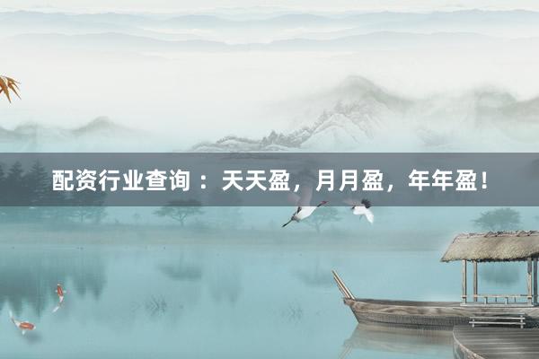 配资行业查询 ：天天盈，月月盈，年年盈！