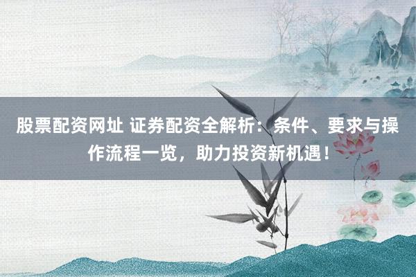 股票配资网址 证券配资全解析：条件、要求与操作流程一览，助力投资新机遇！