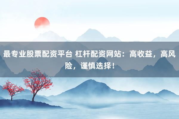 最专业股票配资平台 杠杆配资网站：高收益，高风险，谨慎选择！