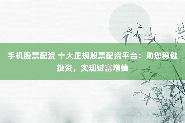 手机股票配资 十大正规股票配资平台：助您稳健投资，实现财富增值