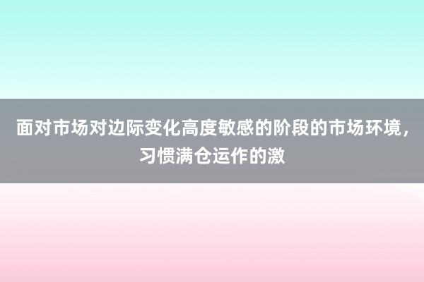 面对市场对边际变化高度敏感的阶段的市场环境，习惯满仓运作的激