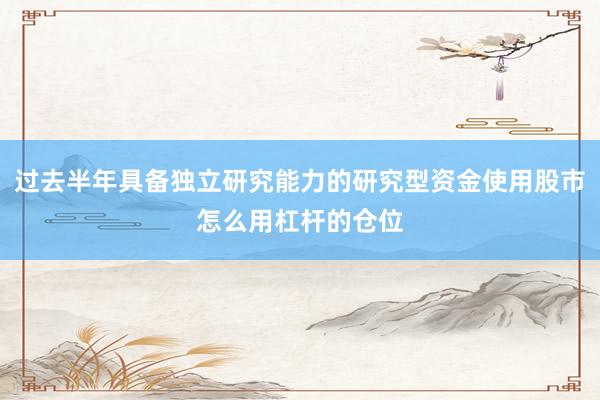 过去半年具备独立研究能力的研究型资金使用股市怎么用杠杆的仓位