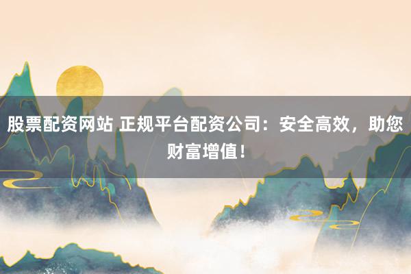 股票配资网站 正规平台配资公司：安全高效，助您财富增值！