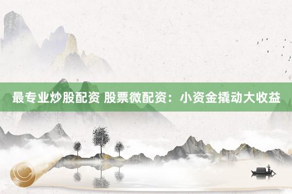 最专业炒股配资 股票微配资：小资金撬动大收益
