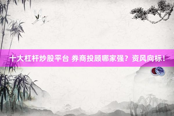 十大杠杆炒股平台 券商投顾哪家强？资风向标！