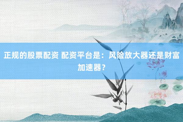 正规的股票配资 配资平台是：风险放大器还是财富加速器？