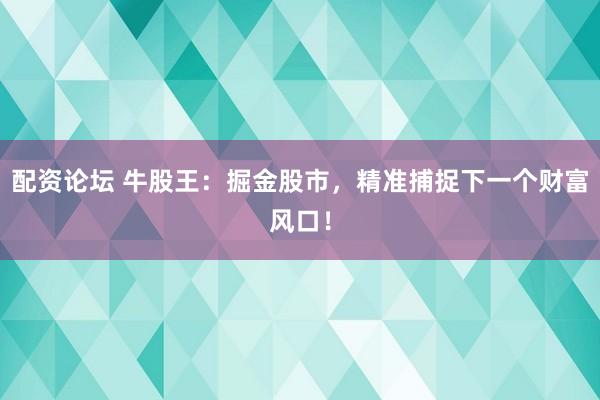 配资论坛 牛股王：掘金股市，精准捕捉下一个财富风口！
